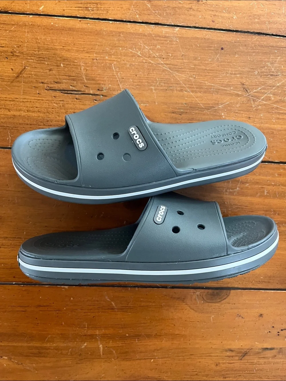 Grey CROCS slides women’s size 8/men’s size 6